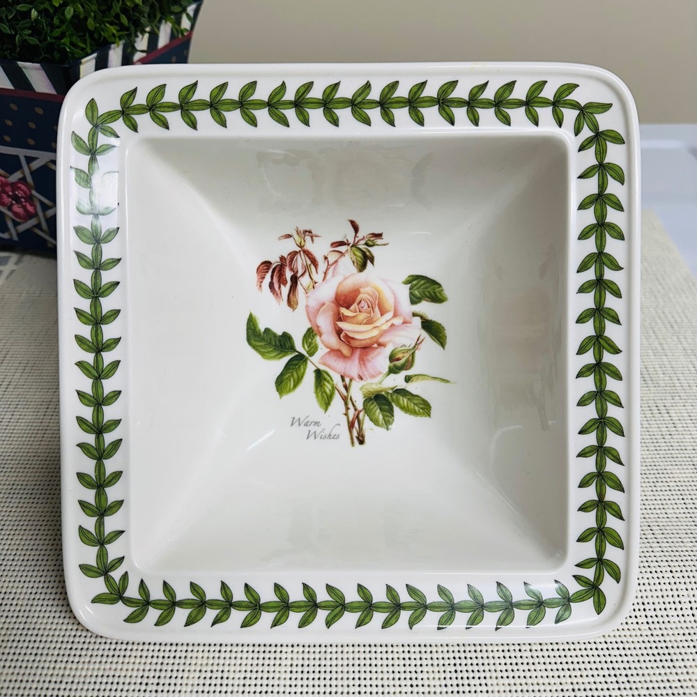 Portmeirion Botanic Garden Botanic Roses Square Salad Bowl 8.5 inch